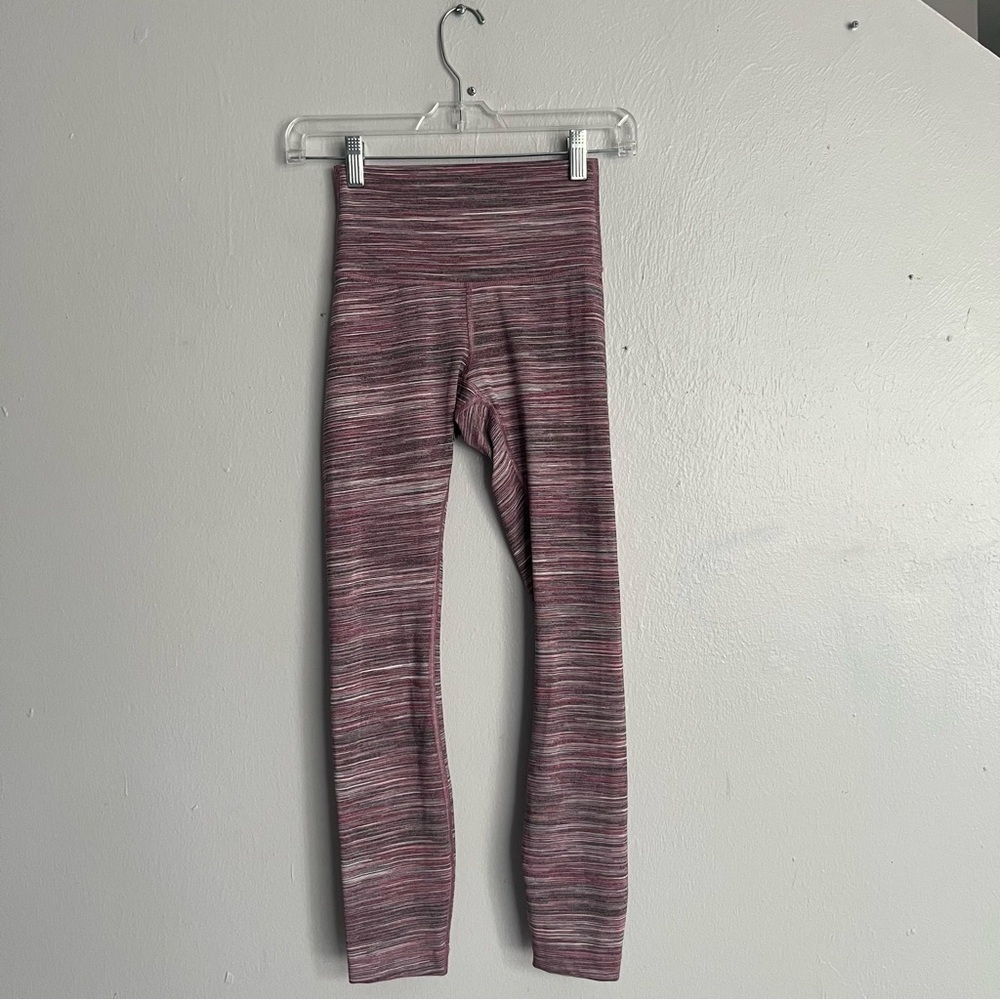Lululemon Wunder High Rise Under Edged Stripe Active Ruby Leggings Size 2 - Picture 7 of 11